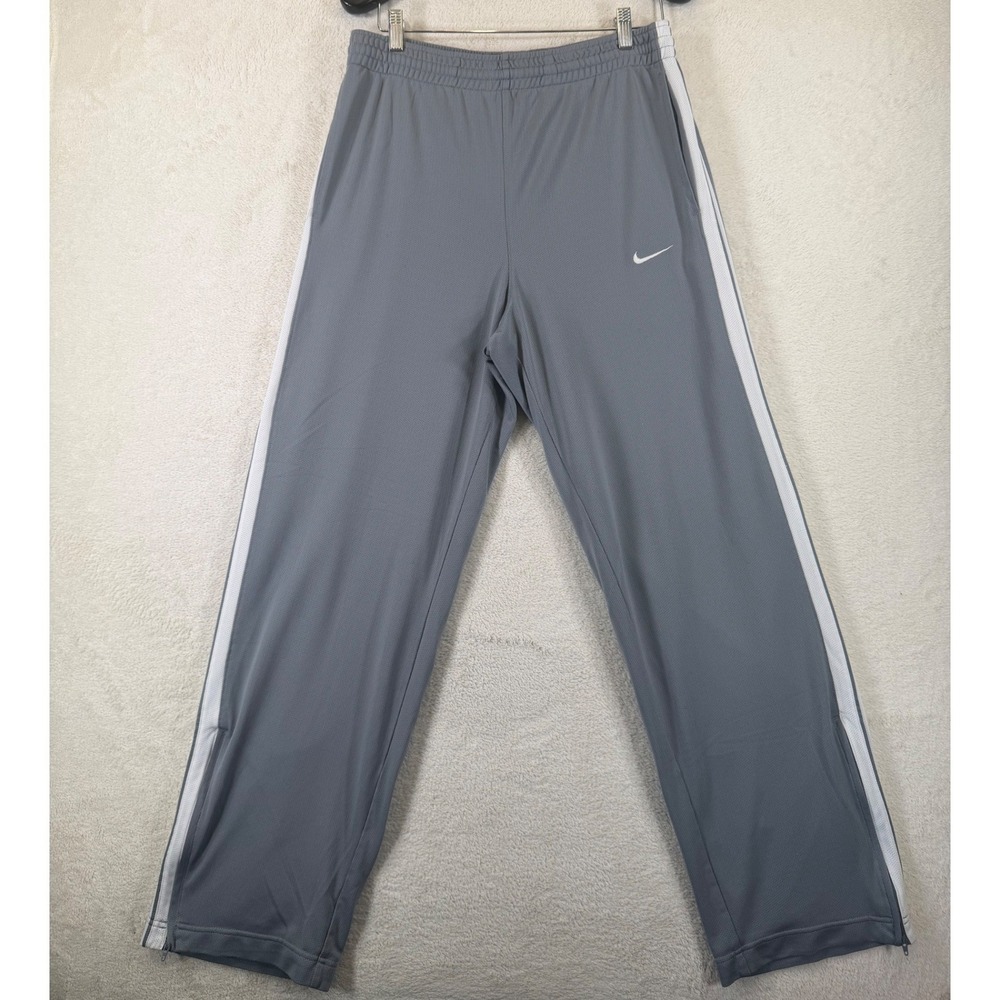 Nike Basketball Gray Mesh Warm Up Track Pants Men's M Zip‎ Ankle Athletic